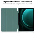 For Samsung Galaxy Tab S9 FE+ 3-Fold Pure Color TPU Smart Leather Tablet Case with Pen Slot(Dark Gre