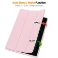For Samsung Galaxy Tab S9 FE+ 3-Fold Pure Color TPU Smart Leather Tablet Case with Pen Slot(Pink)