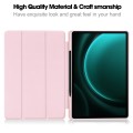 For Samsung Galaxy Tab S9 FE+ 3-Fold Pure Color TPU Smart Leather Tablet Case with Pen Slot(Pink)