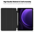 For Samsung Galaxy Tab S9 FE 3-Fold Pure Color TPU Smart Leather Tablet Case with Pen Slot(Black)