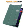 For Samsung Galaxy Tab S9 FE 3-Fold Pure Color TPU Smart Leather Tablet Case with Pen Slot(Dark Gree