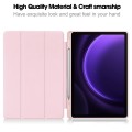 For Samsung Galaxy Tab S9 FE 3-Fold Pure Color TPU Smart Leather Tablet Case with Pen Slot(Pink)