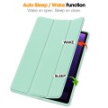 For Samsung Galaxy Tab S9 FE 3-Fold Pure Color TPU Smart Leather Tablet Case with Pen Slot(Mint Gree