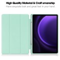 For Samsung Galaxy Tab S9 FE 3-Fold Pure Color TPU Smart Leather Tablet Case with Pen Slot(Mint Gree