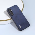 For Samsung Galaxy S23 FE 5G ABEEL Dual Color Cowhide Texture PU Phone Case(Blue)