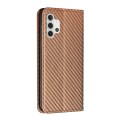 For Samsung Galaxy A32 4G Carbon Fiber Texture Flip Holder Leather Phone Case(Brown)
