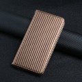 For Samsung Galaxy S24 5G Carbon Fiber Texture Flip Holder Leather Phone Case(Brown)