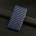 For Samsung Galaxy S24 Ultra 5G Carbon Fiber Texture Flip Holder Leather Phone Case(Blue)