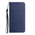 For Samsung Galaxy S24 Ultra 5G Carbon Fiber Texture Flip Holder Leather Phone Case(Blue)