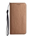For Samsung Galaxy S24 Ultra 5G Carbon Fiber Texture Flip Holder Leather Phone Case(Brown)