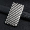 For Samsung Galaxy S24 Ultra 5G Carbon Fiber Texture Flip Holder Leather Phone Case(Grey)