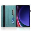 For Samsung Galaxy Tab S9 Ultra Life Tree Series Horizontal Flip Leather Tablet Case(Lake Blue)