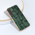 For Samsung Galaxy Z Flip5 Nano Electroplate Mahjong Texture Leather Phone Case(Green)