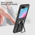 For Samsung Galaxy Z Flip5 2 in 1 Holder Magnetic Armor Shockproof Phone Case(Black)
