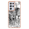 For Samsung Galaxy S21 Ultra 5G Electroplating Marble Dual-side IMD Phone Case(Totem Elephant)