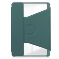 For Samsung Galaxy Tab S9 360 Rotation Transparent Smart Leather Case with Keyboard(Dark Green)