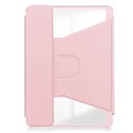 For Samsung Galaxy Tab S9 FE+ 360 Rotation Transparent Smart Leather Case with Keyboard(Pink)