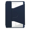 For Samsung Galaxy Tab S9 FE 360 Rotation Transparent Smart Leather Case with Keyboard(Dark Blue)