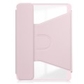 For Samsung Galaxy Tab A9+ 360 Rotation Transparent Smart Leather Case with Keyboard(Pink)