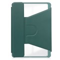 For Samsung Galaxy Tab A9+ 360 Rotation Transparent Smart Leather Case(Dark Green)