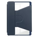 For Samsung Galaxy Tab A9+ 360 Rotation Transparent Smart Leather Case(Dark Blue)
