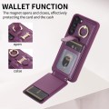 For Samsung Galaxy S21 5G Vertical Card Bag Ring Holder Phone Case with Dual Lanyard(Dark Purple)
