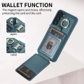 For Samsung Galaxy S22 5G Vertical Card Bag Ring Holder Phone Case with Dual Lanyard(Dark Green)