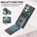 For Samsung Galaxy S23 Ultra 5G Vertical Card Bag Ring Holder Phone Case with Dual Lanyard(Dark Gree