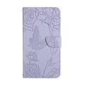 For Samsung Galaxy A15 Skin Feel Butterfly Embossed Flip Leather Phone Case(Purple)