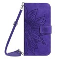 For Samsung Galaxy S24 Ultra 5G Skin Feel Sun Flower Embossed Flip Leather Phone Case with Lanyard(D