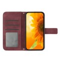 For Samsung Galaxy S24 5G Skin Feel Sun Flower Embossed Flip Leather Phone Case with Lanyard(Wine Re