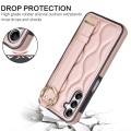 For Samsung Galaxy A14 4G / 5G Non-slip Full Coverage Ring PU Phone Case with Wristband(Rose Gold)