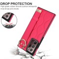 For Samsung Galaxy Note20 Ultra Non-slip Full Coverage Ring PU Phone Case with Wristband(Rose Red)