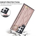 For Samsung Galaxy S22 Ultra Non-slip Full Coverage Ring PU Phone Case with Wristband(Rose Gold)
