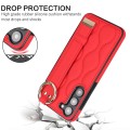 For Samsung Galaxy S23+ Non-slip Full Coverage Ring PU Phone Case with Wristband(Red)