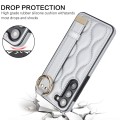 For Samsung Galaxy S23+ Non-slip Full Coverage Ring PU Phone Case with Wristband(Silver)