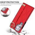 For Samsung Galaxy S23 Ultra Non-slip Full Coverage Ring PU Phone Case with Wristband(Red)