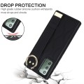 For Samsung Galaxy Note20 Non-slip Full Coverage Ring PU Phone Case with Wristband(Black)