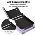 For Samsung Galaxy Z Flip3 Rhombic Texture Card Bag PU Phone Case with Long Lanyard(Purple)
