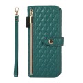 For Samsung Galaxy Z Fold5 Crossbody Diamond Lattice Folding Leather Phone Case(Dark Green)