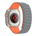 For Apple Watch 8 41mm Magnetic Loop Silicone Watch Band(Grey Orange)