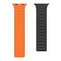 For Apple Watch 7 45mm Magnetic Loop Silicone Watch Band(Black Orange)