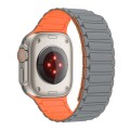 For Apple Watch SE 44mm Magnetic Loop Silicone Watch Band(Grey Orange)