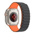 For Apple Watch 4 44mm Magnetic Loop Silicone Watch Band(Black Orange)