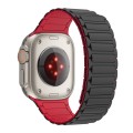 For Apple Watch 4 44mm Magnetic Loop Silicone Watch Band(Black Red)