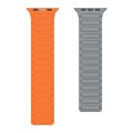 For Apple Watch 3 38mm Magnetic Loop Silicone Watch Band(Grey Orange)