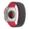 For Apple Watch 9 45mm Magnetic Loop Silicone Watch Band(Black Red)