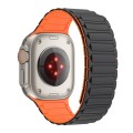 For Apple Watch SE 2023 44mm Magnetic Loop Silicone Watch Band(Black Orange)