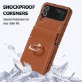 For Samsung Galaxy Z Flip4 Full Coverage Fold Solid Color PU Phone Case with Ring(Brown)