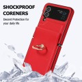 For Samsung Galaxy Z Flip3 Full Coverage Fold Solid Color PU Phone Case with Ring(Red)